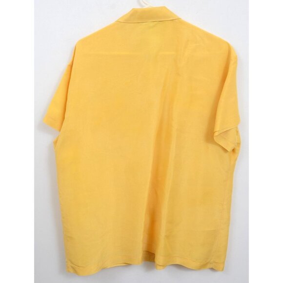 Vintage Daniel Caron 100% Silk LARGE Button Down Blouse Short Sleeves Pockets - Picture 4 of 6